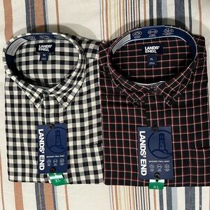 2 new Land’s End long sleeve brushed twill shirts in size XL